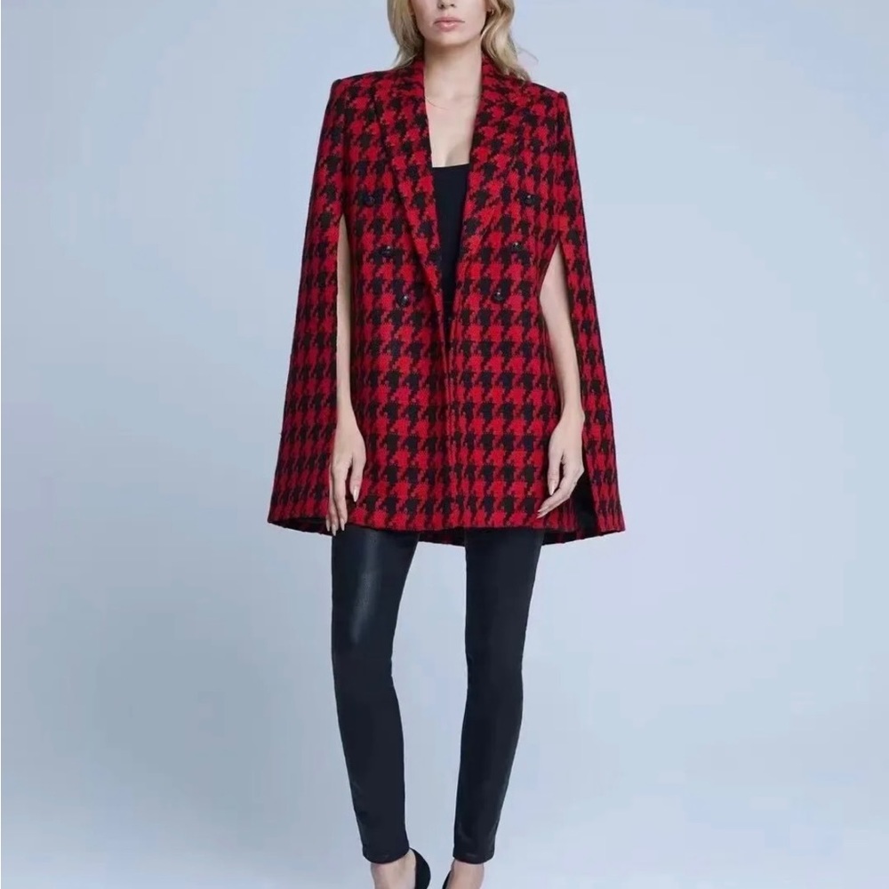 L’agence houndstooth cape coat SMALL - Picture 2 of 10